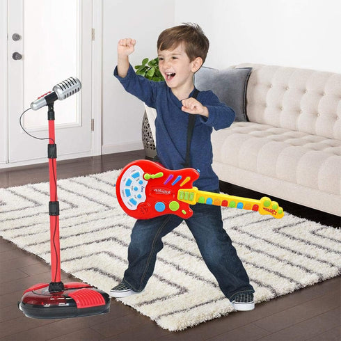 Dimple Kids Handheld Musical Electronic Toy Guitar for Children Plays Music, Rock, Drum & Electric Sounds Best Toy