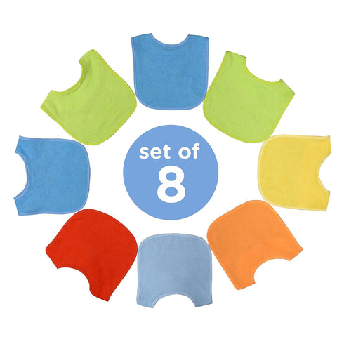 Neat Solutions 8 Count Multi-Color Solid Knit Terry Feeder Bib for Boys