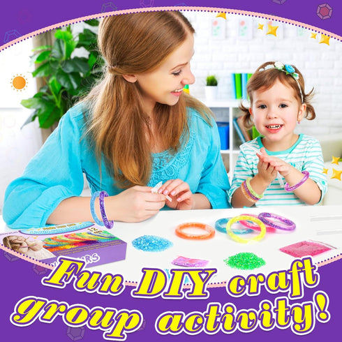 HAPMARS Make Your Own Glitter Water Bracelets Craft Kit, Gem Art Bracelet for Kids, Friendship Jewelry Making Gift