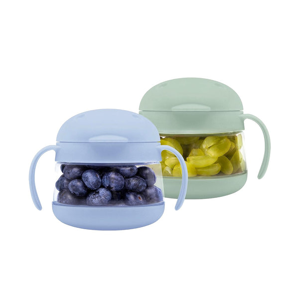 Ubbi Tweat No Spill Snack Container for Kids, BPA-Free Toddler Snack Container, Sage & Blue