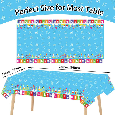 chiazllta Set of 3 Science Tablecloth Party Supplies, Mad Scientist Theme Laboratory Decorations for Kids