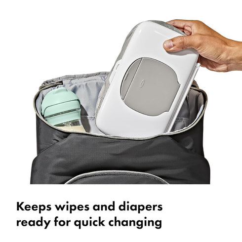 On-The-Go Wipes Dispenser with Diaper Pouch in Gray