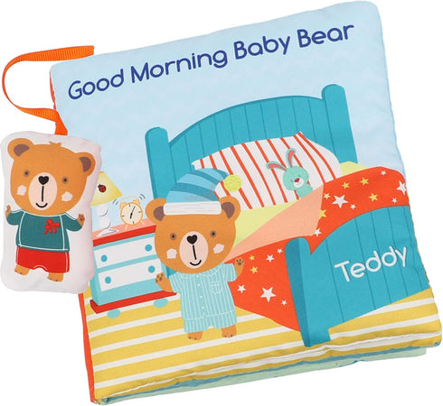 Teddy Bear Cloth Crinkle Books for Babies, Soft Tummy Time Mirror Toy, Gifts for Boys Girls Baby Shower, 0-3 Years