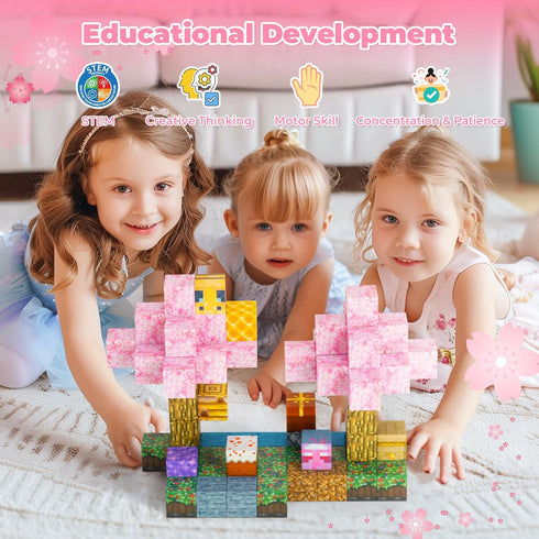 Noroapoo 80pcs 4-8-12,Magnetic 8-12 Magnetic Building Blocks for Kids Ages Building Tiles Constructions Toys,STEM Toys