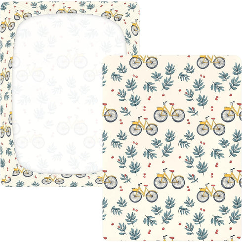 miaozhen Country 1 Pack 52x28 Cotton Baby Crib Sheets for Boys Girls Soft Breathable Bike Style Cartoon Style Boy Girl