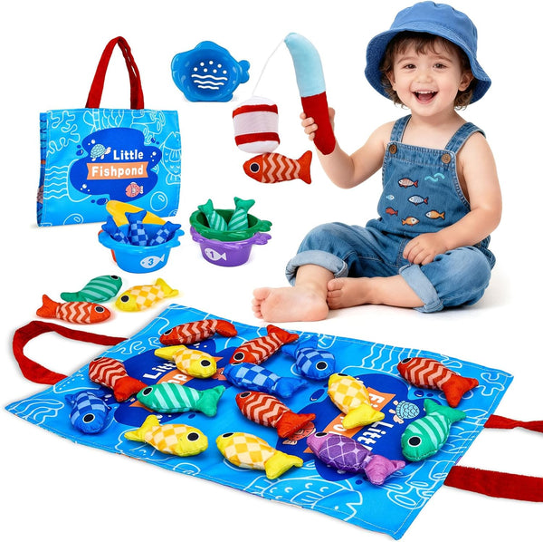 Gacoman Montessori Toys for 1 Year Old Boy Girl Birthday Gift- Cloth Fishing