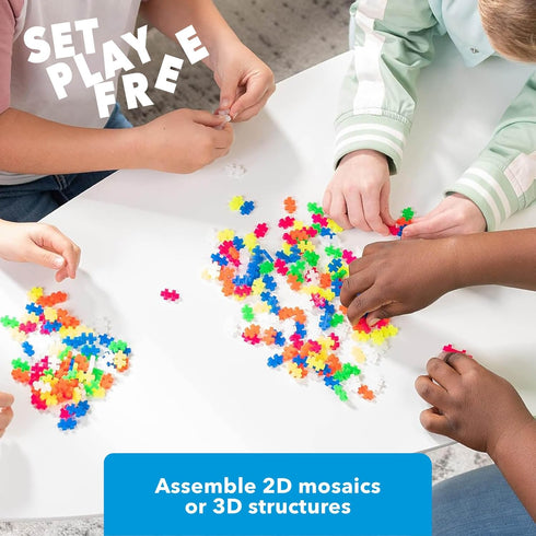 600 Set, PLUS PLUS Piece Neon Color Mix - Mini Interlocking Building Blocks Stem Toys for Kids - Sensory Bin