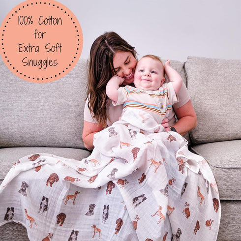 100% 47 47 Inches, LollyBanks Swaddle Blanket, Cotton Muslin Swaddle Blankets, Neutral Swaddle Blanket x Baby Blanket