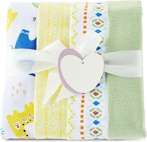 Generic 4-Piece Cotton Flannel Baby Receiving Blankets, Jungle Soft Baby Blankets Unisex, Flannel