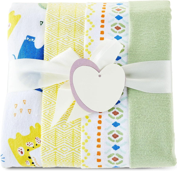Generic 4-Piece Cotton Flannel Baby Receiving Blankets, Jungle Soft Baby Blankets Unisex, Flannel