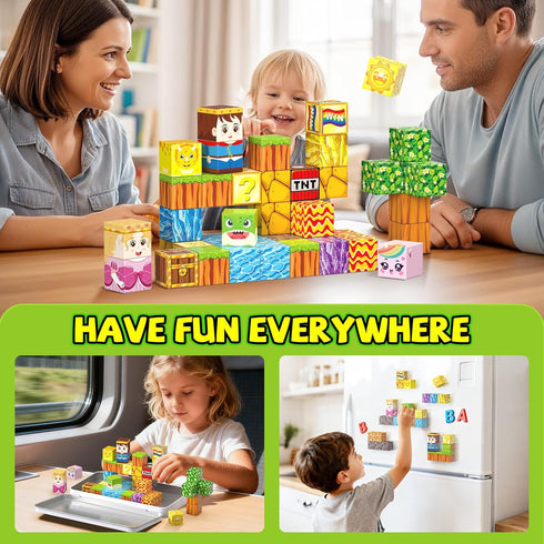 Zerxpho 45PCS, 3+, Mini Magnetic Blocks, Magnetic Blocks Building Toys with Travel Case STEM Educational Construction