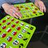 10 Pack MR CHIPS Jam-Proof Easy-Read Large Print Fingertip Bingo Cards with Sliding Windows in Green Style