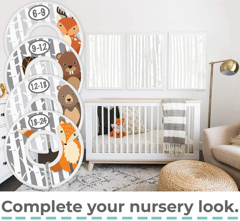 Woodland Nursery Closet Dividers for Baby Clothes - Baby Closet Size Dividers - Fox Deer Bear Hedgehog Decor -
