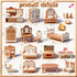 BRAITEN Set, 38 3+ Dollhouse Furniture Pcs Miniature Doll House Accessories with Dogs and Cat Kitchen Bedroom Living