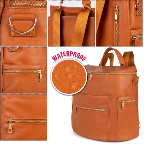 Backpack Mommy 33) Minsong Fashion Leather Diaper Bag Women Purse, Travel Diaper Bag for Baby with Changing Pad