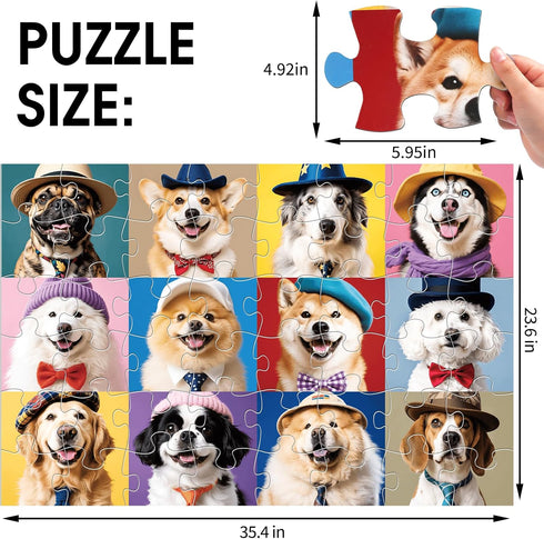 Kids,48 3-5,Puppy 4-8 Jumbo Floor Puzzle for Piece Funny Dog Jigsaw Puzzles,Learning Educational Toys for Toddlers Ages