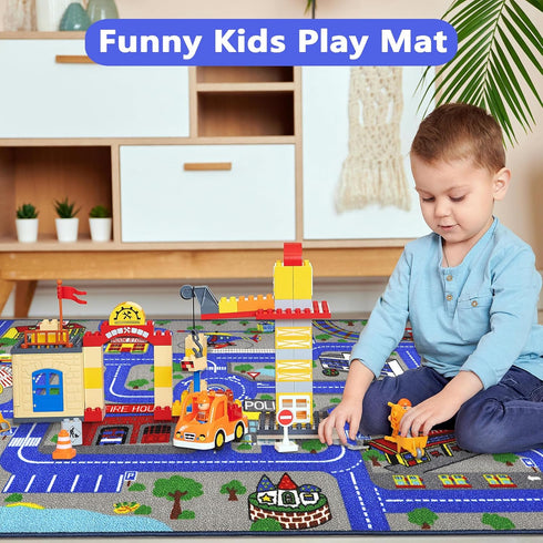 Capslpad Kids Rug Educational Play Rug, 5.2'x3.3' Traffic Road Kids Play Car Mat for Playroom and Nursery Room Decor