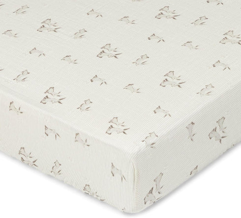 Crane Baby 100% Organic Cotton Gender Neutral Animal Nursery Bedding, Fitted Sheet,