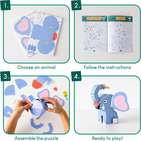 BONNYCO 3D Puzzles for Kids Toys Pack 8 - Educational Jungle Animals 3D Puzzle for Boys and Girls, Birthday Gifts