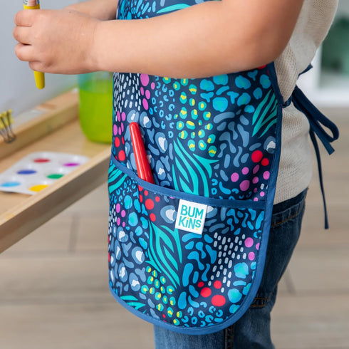 3-7 Bumkins Short Sleeve Smock, Toddler Reusable Waterproof Bib for Girls and Boys Ages Years, Junior Childrens, Kids