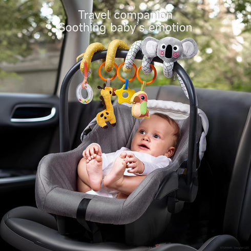 TUMAMA Spiral Car Seat Toys - Baby Toys for 0-12 Months, Infant Stroller Toy with Rattle and Teether