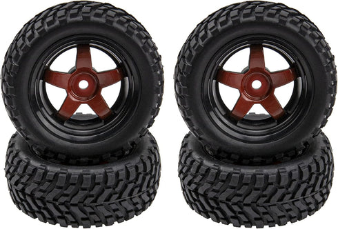 12mm Hex Rubber Tires & Plastic Wheel Rims with Foam, 75mm/2.95'' for HSP Tamiya HPI Kyosho 1/10 Touring Car, WLtoys