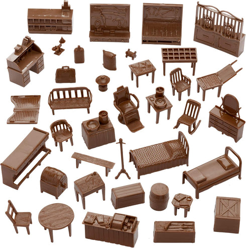 BMC Classic Marx Western Town Furniture 42pc Plastic Cowboy Playset Accessories