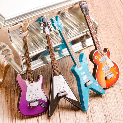 4 Pcs Miniature Guitar, Miniature Bass Model 1:12 for Mini Music Room Home Decoration