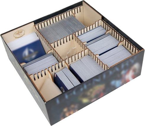 The Broken Token Marvel Legendary Compatible Game Organizer - Wood Storage Box with Trays & Dividers