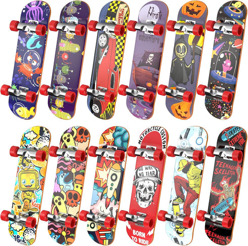 Fingerboard Mini Finger Skateboards Toys - 12PCS Professional Finger Boards Set, Mini Skateboard Starter Kit for Kids