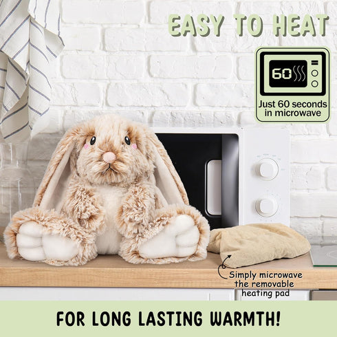 1.5 Lbs Bunny Microwavable & Weighted Stuffed Animals - Unscented Heating Pad for Period Cramps Pain Relief