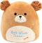 Easfan 13'' Brown Get Well Soon Puppy Plush Pillow, Soft Cute Shar Pei Dog Gifts for Kids Patient Feel Better for Women