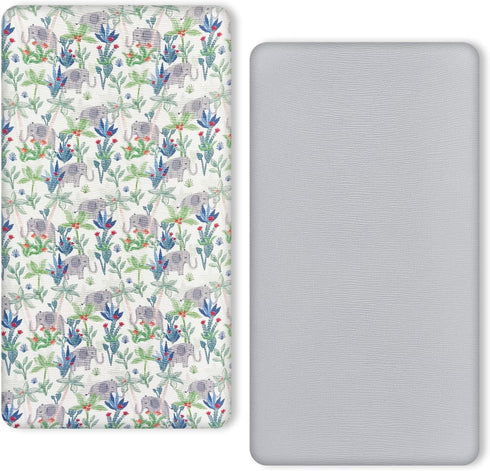 TILLYOU Muslin Crib Sheets for Boys and Girls 2 Pack, Neutral Soft