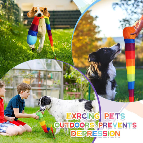 8 26 Inch Leyndo Pcs Throw and Catch Balls with Rainbow Tail, Fun Colorful Sports Comet Balls Playground Toys