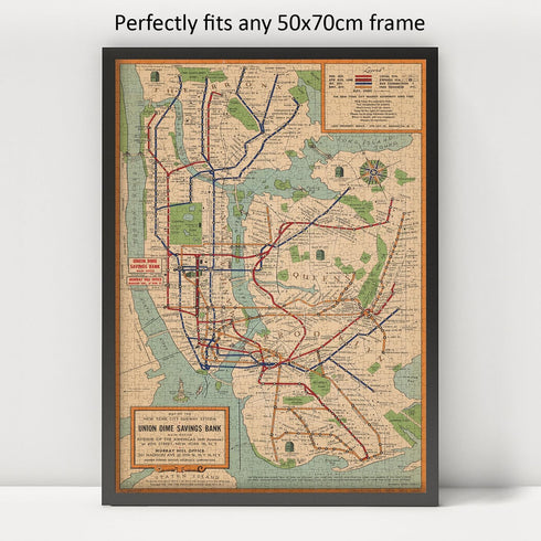 1954 Map of New York City Subway - 1000 Piece Jigsaw Puzzle for Adults, NY Underground