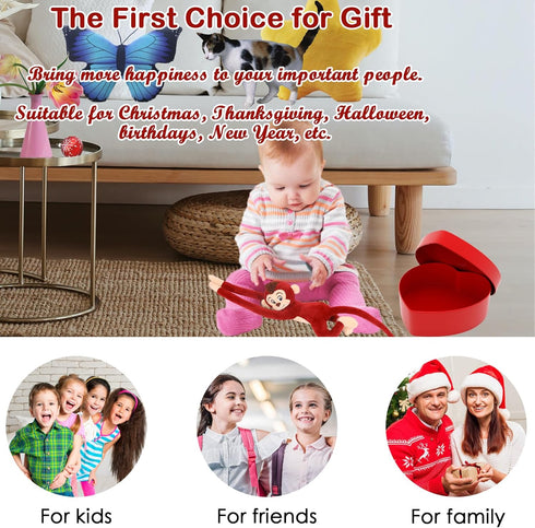 27.6" Hanging Monkey Stuffed Animals Plush Toy for Kids and Adults, Red
