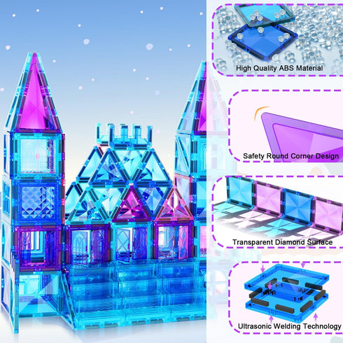 116PCS 3D 3 4 5 6 7 8 (116 AFUNX Magnetic Tiles, Magnet Building Blocks, Diamond Magnetic Blocks, Construction Stem
