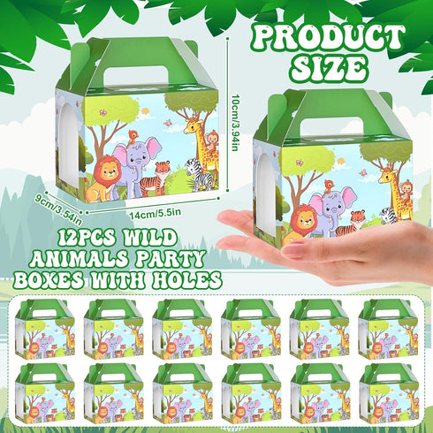 Jiytivity 38 12 12 12 1 1 Pcs Safari Jungle Party Favors Include Foldable Paper Boxes Forest Mini Stuffed Animals