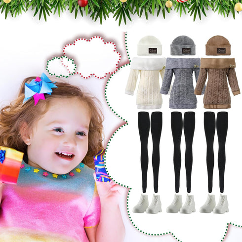 Geyoga 3 Set 12 Pcs Doll Clothes and Accessories for 12 Inch Doll, Summer Casual Wear Outfits (Dolls Not Included)