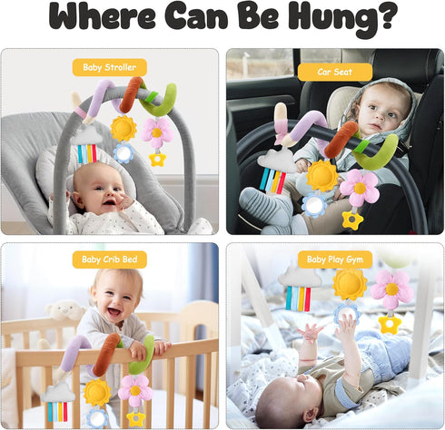 Stuffed Spiral Baby Car Seat Toys, Best Newborn Shower Gifts, Soft Infant Essentials Must Have Stroller Hanging Toys