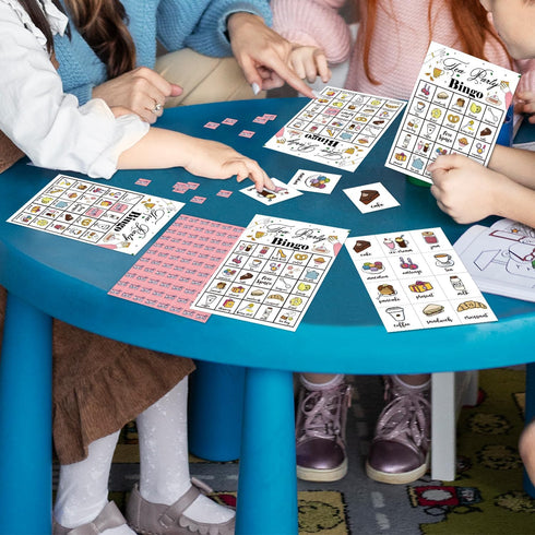Tea Party Bingo Game, 24 Players Cards for Women Men Birthday Favors, Family Holiday Party Supplies Garden Decoration
