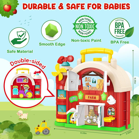 polokping 1 2 1-3, 12-18 1+ Montessori Farm Busy Board, Motor Skills Developmental Toys for Year Old Boy Girl Gifts