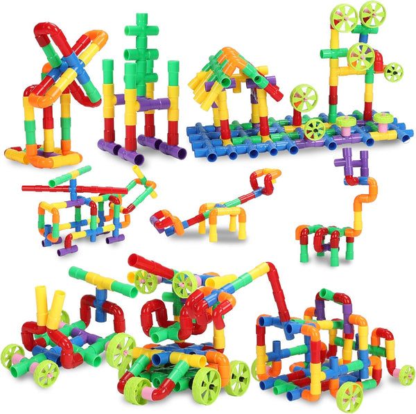 STEM Building Blocks Toy for Kids, Educational Toddler Preschool Brain Toy Kit for Ages 3-8, Creativity Materials