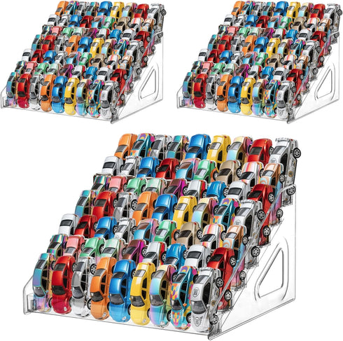 Hlimior 3 Pack 7-Tier Toy Cars Display Shelf for Hot Wheels Display Case