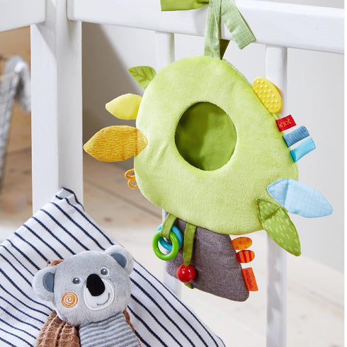 0-12 HABA Koala Hanging Toy for Babies, Stroller and Car Seat Toy - Interactive Plush Activity Center with Rattle