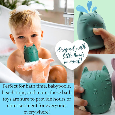 Mold Free Silicone Bath Toys, Baby Bath Toys for 6-12 Months, Non Toxic Infant Bathtub Toy, Dishwasher Safe