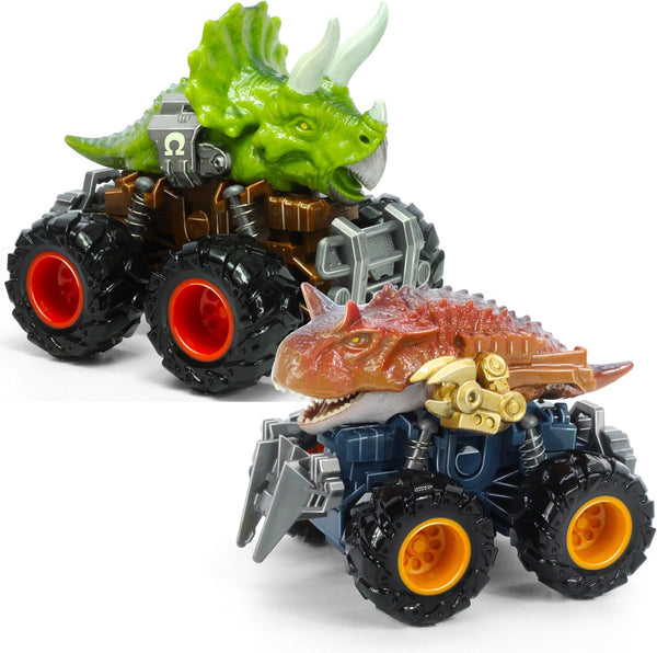 Oriate Dinosaur Monster Truck Toys for Kids 3-5, Dino Stunt Race Push and Go Car for Outdoor Fun