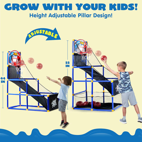 JOYIN Arcade Basketball Game Set, Indoor/Outdoor Sport Play with 4 Balls and Hoop for Kids 3 to 12 Years Old