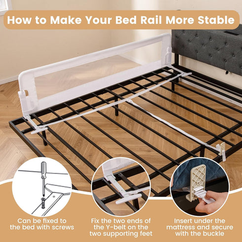 1 Pack, 71 Inch) HONEY JOY Bed Rail for Toddlers, Extra Long, Foldable Portable Swing Down Safety Bed Guard Rail