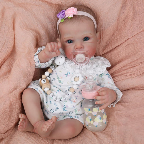 WOOROY 18 Inch Reborn Baby Dolls Girl - Lifelike Handmade Realistic Soft Body Newborn Doll with Gift for Kids Age 3+